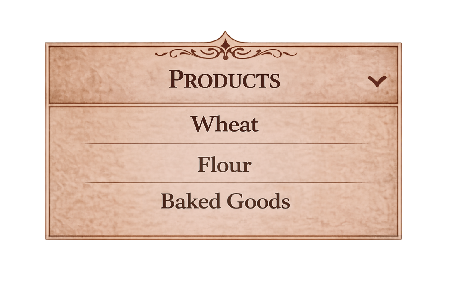 Products dropdown menu