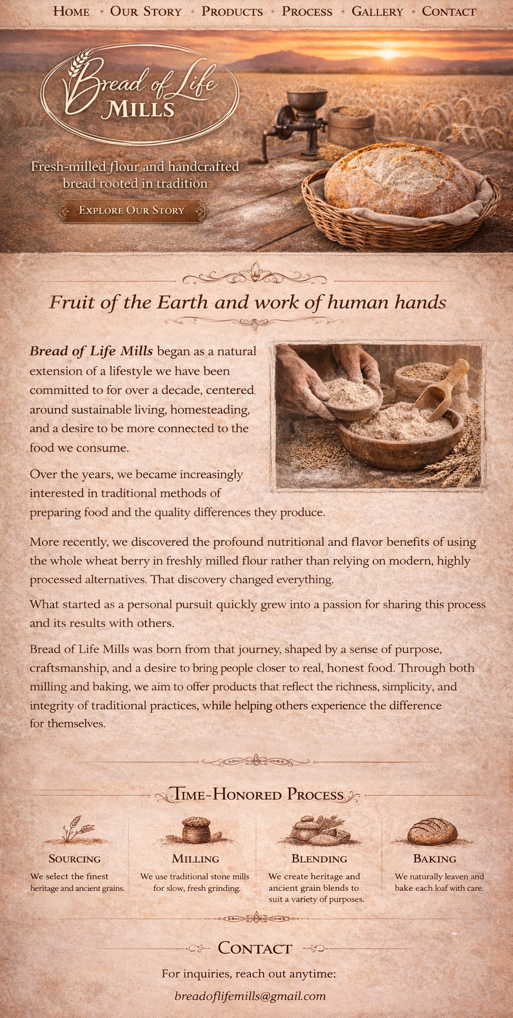 Bread of Life Mills website mockup